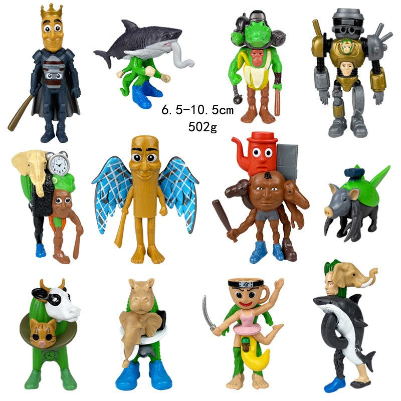 Italian Brainrot Tung Sahur Figure Toy Tralalero Tralala Figures Bombardino Crocodilo Shimpanzini Bananini Model Decor Doll Gift