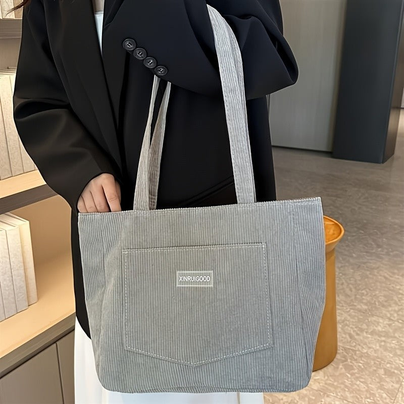 Women's Corduroy Shoulder Tote Bag, Casual Large Capacity Fashion Handbag for Going Out, Purses and Handbags Designer Bag
