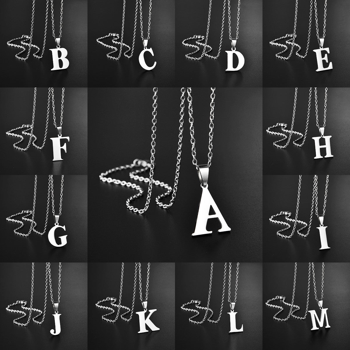 26 Alphabet Letters A-Z Name Pendant Stainless Steel Necklace Initial Minimalist Necklaces For Men Women Fashion Gifts Wholesale