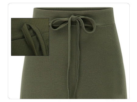 Plus size women's fashionable knitted half skirt high waist slit A-line skirt high stretch ankle length mid length skirt