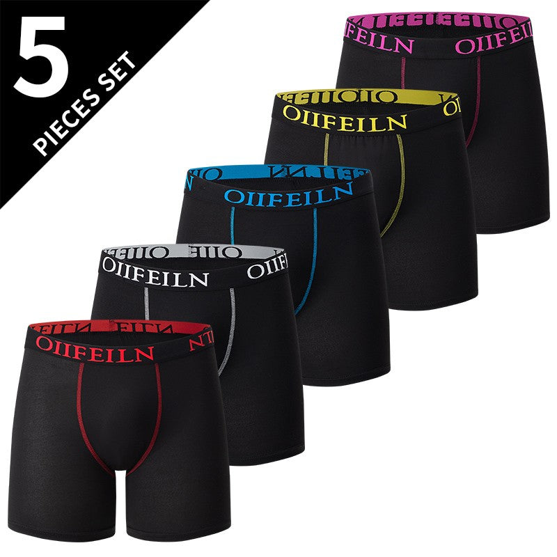5/7/10 Pcs Men's Long Sports Parent-child Underwear Teenagers To Adults Multi-size Mix And Match Boyshort Elastic Waist Shorts