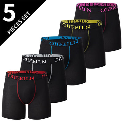 5/7/10 Pcs Men's Long Sports Parent-child Underwear Teenagers To Adults Multi-size Mix And Match Boyshort Elastic Waist Shorts