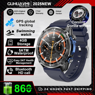 NEW 4GB Memory Video Player Smart Watch AMOLED With GPS Offline Maps Military Sports Smartwatch Men 30m Swim Waterproof Bracelet