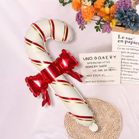 6pcs Christmas Decoration Candy Cane Bow Balloon Red And Green Stripes Christmas Foil Balloon Xmas New Year Party Supplies