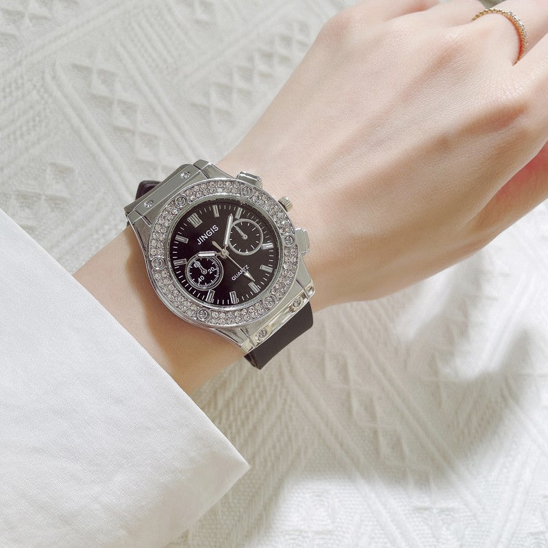 New Women Watches Fashion Silicone Quartz Watch All-Match Men's and Women's Same Diamond Watch Neutral Watch Alloy Student Watch