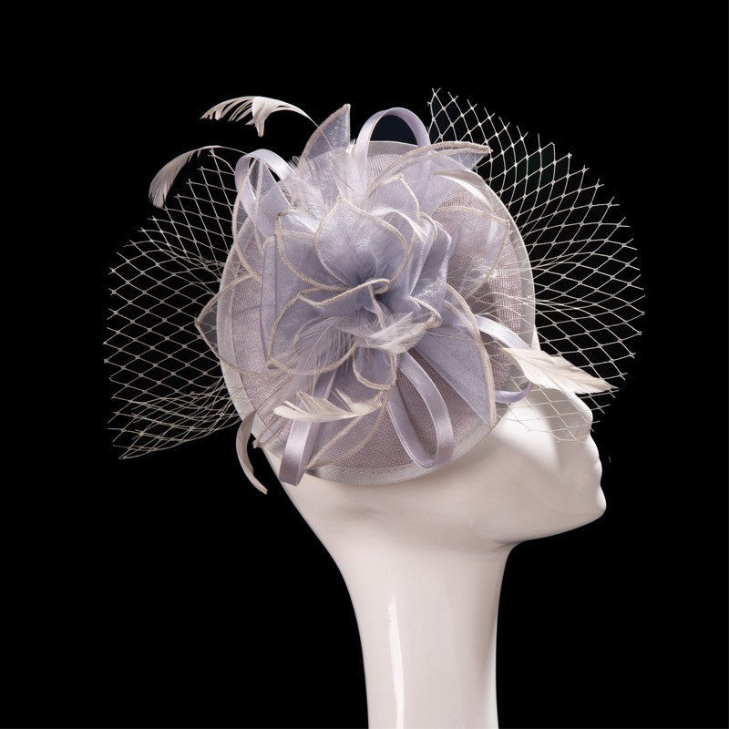 Double hemp yarn pattern design feather accessories big brim sun hat elegant banquet hat wedding beach vacation equestrian hat