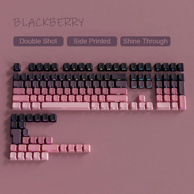 New 133 Keys Gradient Green Shine Through Keycaps Side Printed PBT Keycap Cherry Profile Double Shot for Mechanical Keyboards