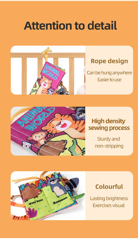 Baby Cloth Book Baby Toys 0-3 Year Old Infant Early Education Toys 6 Pages Cloth Book
