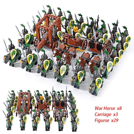 MOC Roman Empire Spartan Army Medieval Soldier Chariot Building Block Bricks Ancient Military War Helmet Toys For Children