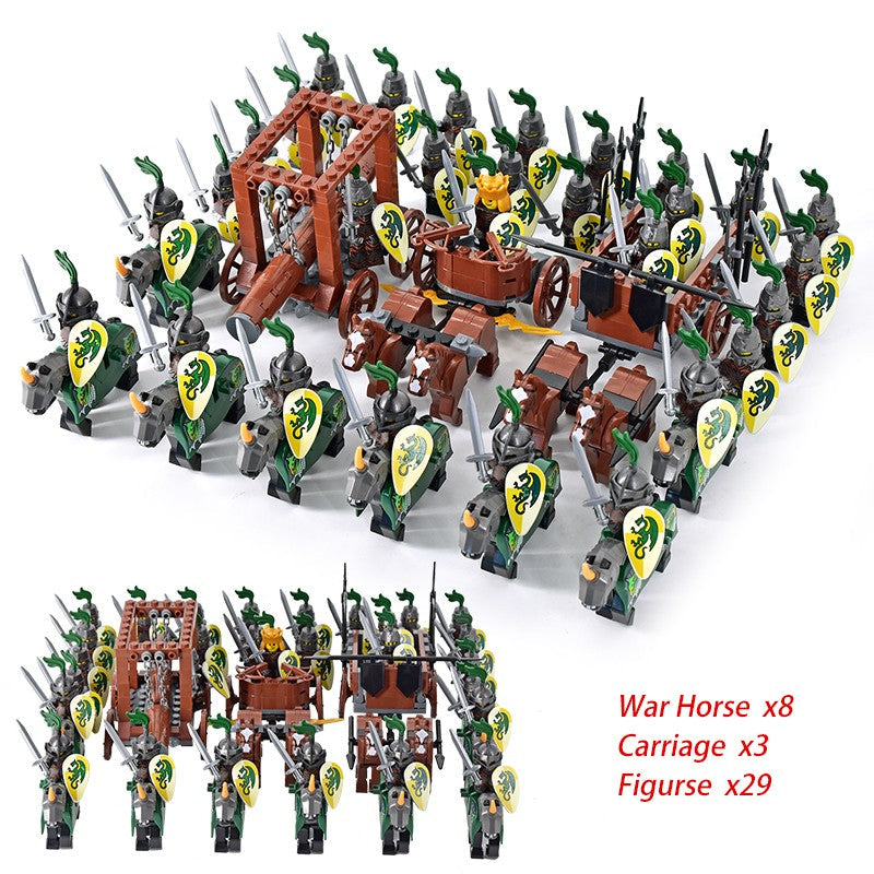 MOC Roman Empire Spartan Army Medieval Soldier Chariot Building Block Bricks Ancient Military War Helmet Toys For Children