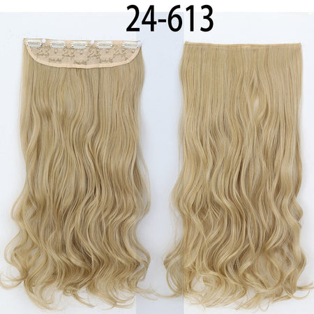 Synthetic Long Straight 5 Clip In Hair Extensions 22’‘ High Resistant Temperature Fiber Black Brown Blonde Hairpiece