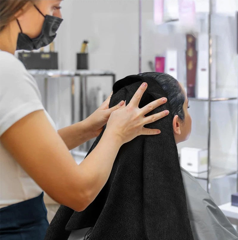 Black Microfiber Salon Hair Drying Towel Guest Used Hand Towels Hair Stylist Spa Bath Hair Drying Towel Cleaning Towel