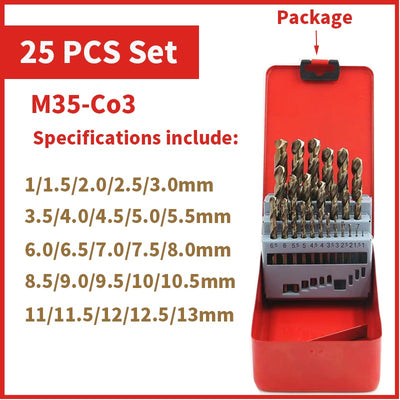 Cobalt High Speed Steel Twist Drill Bit M35 Stainless Steel Tool Set Of Drills Accessories For Metal Stainless Steel Drilling