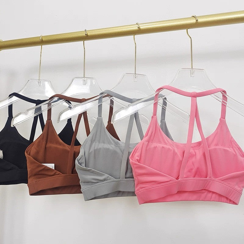 Beautiful Back Sports Underwear Women's Thin Shoulder Strap Hanging Neck Strap Naked Feel bra Yoga Bra Fitness Training Tank Top
