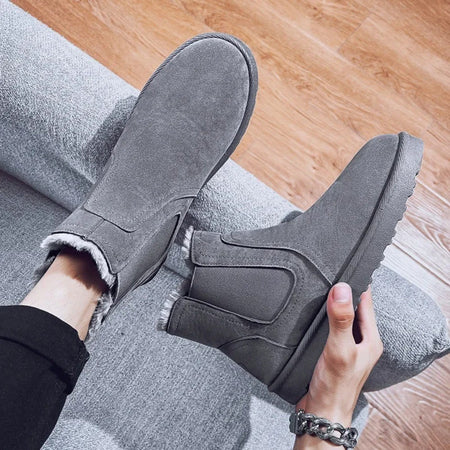 2025 New Men Boots Winter Warm Plush High Tops Leather Casual Shoes Outdoor Fashion Snow Boots