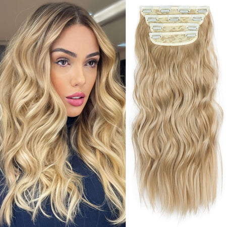 4Pcs/Set 20Inch Synthetic Hair Clip In Long Wavy Thick Hairpieces For Women Full Head Synthetic extenciones para el cabello
