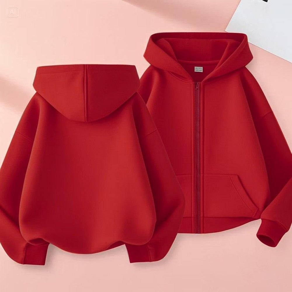 Children tops Zipper style Hoodies Coat Boy black Girls Pink Age 3-12 Kids Sweatshirt festival festival gifts Solid color