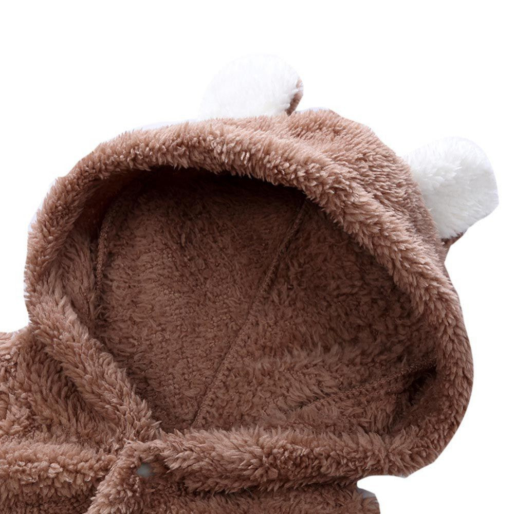 Winter Newborn Baby Plush Bodysuit Jumpsuit Cartoon Hoodies Boy Girl Romper Twins Clothes Korean version 0-12M