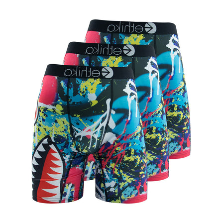 3Pcs ETHIKA Sexy Men Underwear Boxers Fashion Print Man Underpants Summer Breathable Panties Lingerie Plus Size Men Boxer Briefs