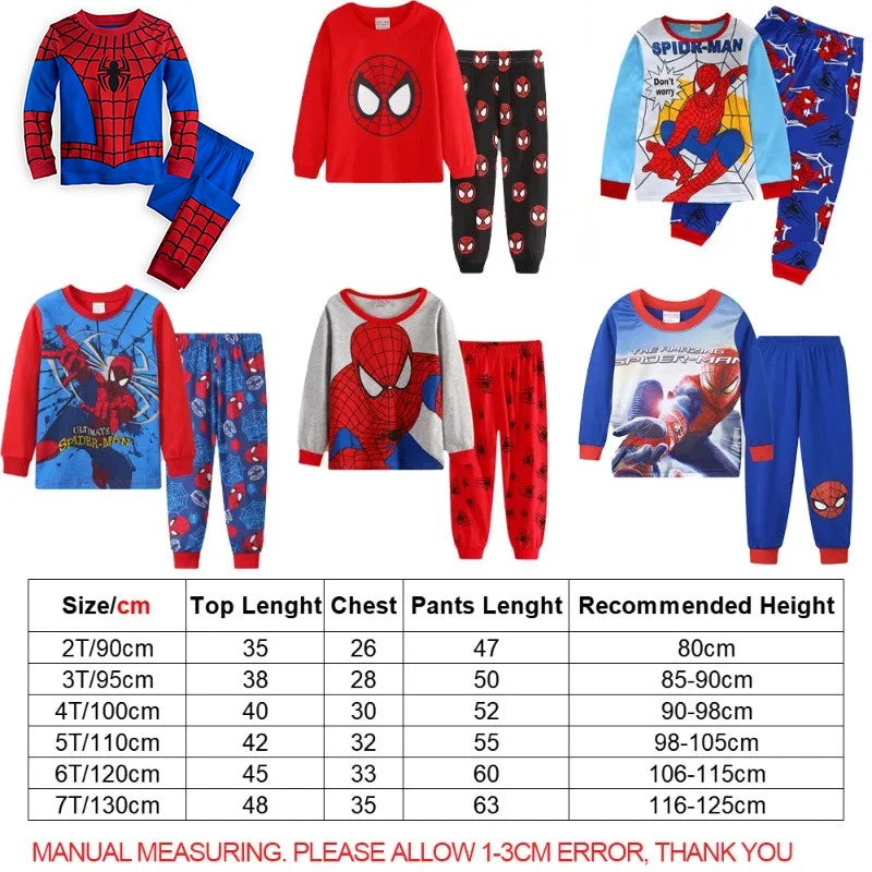 2Pcs/set Spiderman Kids Pajamas for Toddlers Boys Superhero Hulk Cosplay Long Sleeve T Shirt Pants Homewear Pyjamas Suit
