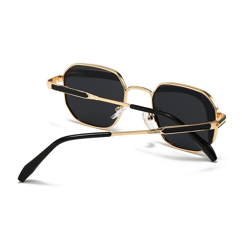 New European and American Style Men's Aviator Glasses, Retro Metal Square Frame Sunglasses, Cross-Border Ready Stock 1435