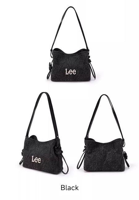 LEE Chinese Knot Denim Blue Women's Handbag Fashion Trend Daily Jeans Medium Size Tote Shoulder Bag for Ladies Commute Tote Bag