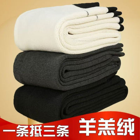 '-30° Winter Thicken Keep Warm Long Wool Sheepskin Pants One Piece of Fur Men's and Women's High Waist Wool Liner Pants