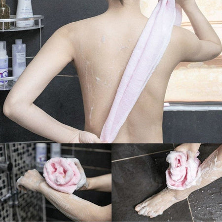 1pc Japanese Body Wash Towel Extended Bath Tool Beauty Skin Exfoliating Washcloth Nylon Skin Polishing Body Back Scrubber Towel