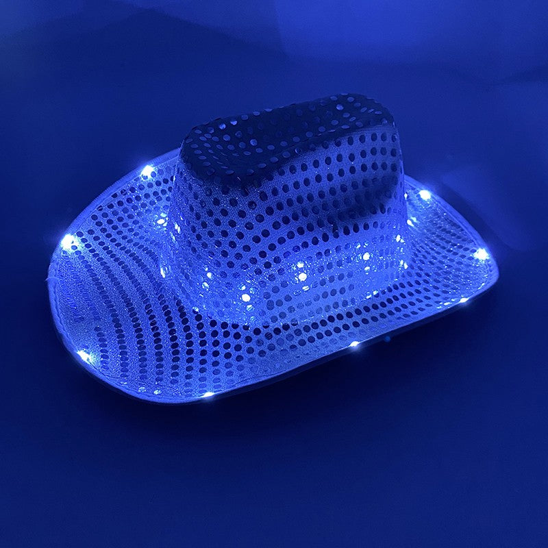Wireless LED Western Cowboy Hat Light Up Cowboy Hat Disco Bride Pink Cowgirl Hat Concert NightClub Wedding Costumes Accessories