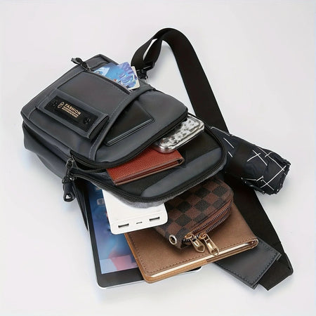 Fashion Multifunctional Chest Bag - 1pc Men's Outdoor Crossbody Bag, Casual Sports Sling Bag