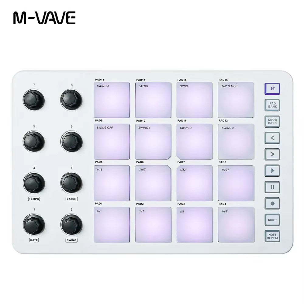 M-VAVE SMK-25 II MIDI Pad Controller Keyboard USB Mini 25 Key,16 RGB Drum Pads,8 Knobs and Music Production,Software Included