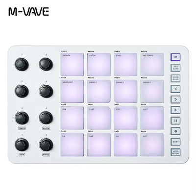 M-VAVE SMK-25 II MIDI Pad Controller Keyboard USB Mini 25 Key,16 RGB Drum Pads,8 Knobs and Music Production,Software Included