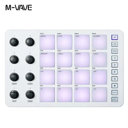 M-VAVE SMK-25 II MIDI Pad Controller Keyboard USB Mini 25 Key,16 RGB Drum Pads,8 Knobs and Music Production,Software Included