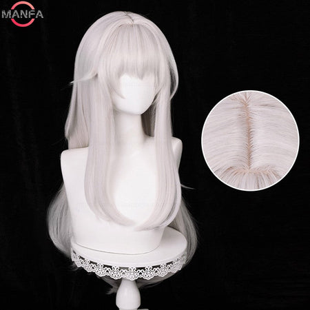 HSR Clara Cosplay Wig 75cm Long Straight Hair Silver Pink Wigs Heat Resistant Synthetic Wigs Halloween Party