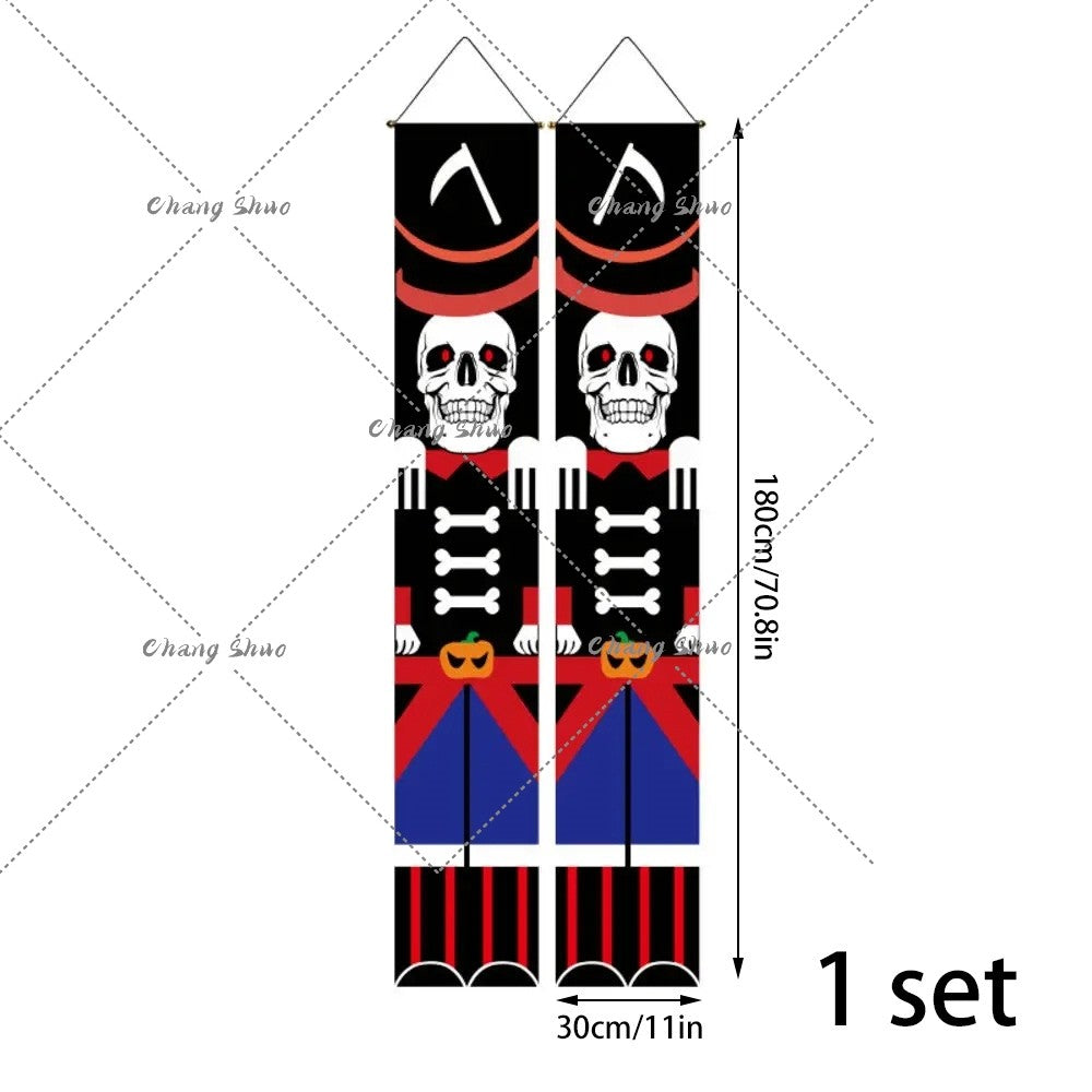 Halloween Hanging Door Curtain Banner Pumpkin Ghost Happy Halloween Decorations For Home Trick Or Treat Horror Party Supplies