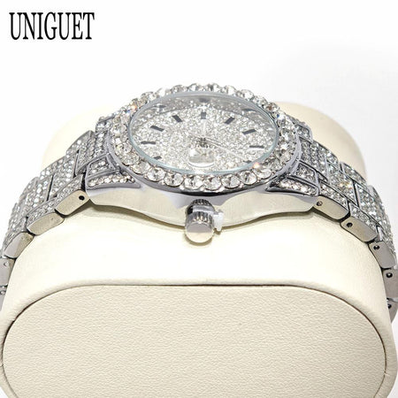 Luxury Jewelry Watch For Womens UNIGUET Fashion Small DialWaterproof Hip Hop Iced Diamond Quartz Wristwatch Small Size For Women