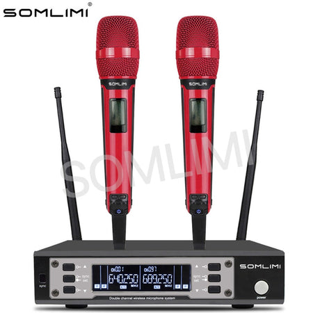SOMLIMI EW135G4 UHF Dual Channels Profession Wireless Microphone System Stage Performance Dynamic Long Distance Metal Handheld