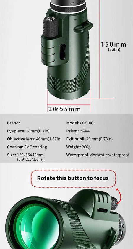 80x100 Portable Zoom HD 5000M Telescope Folding Long Distance Mini Powerful Telescope for Hunting Sports Outdoor Camping Travel