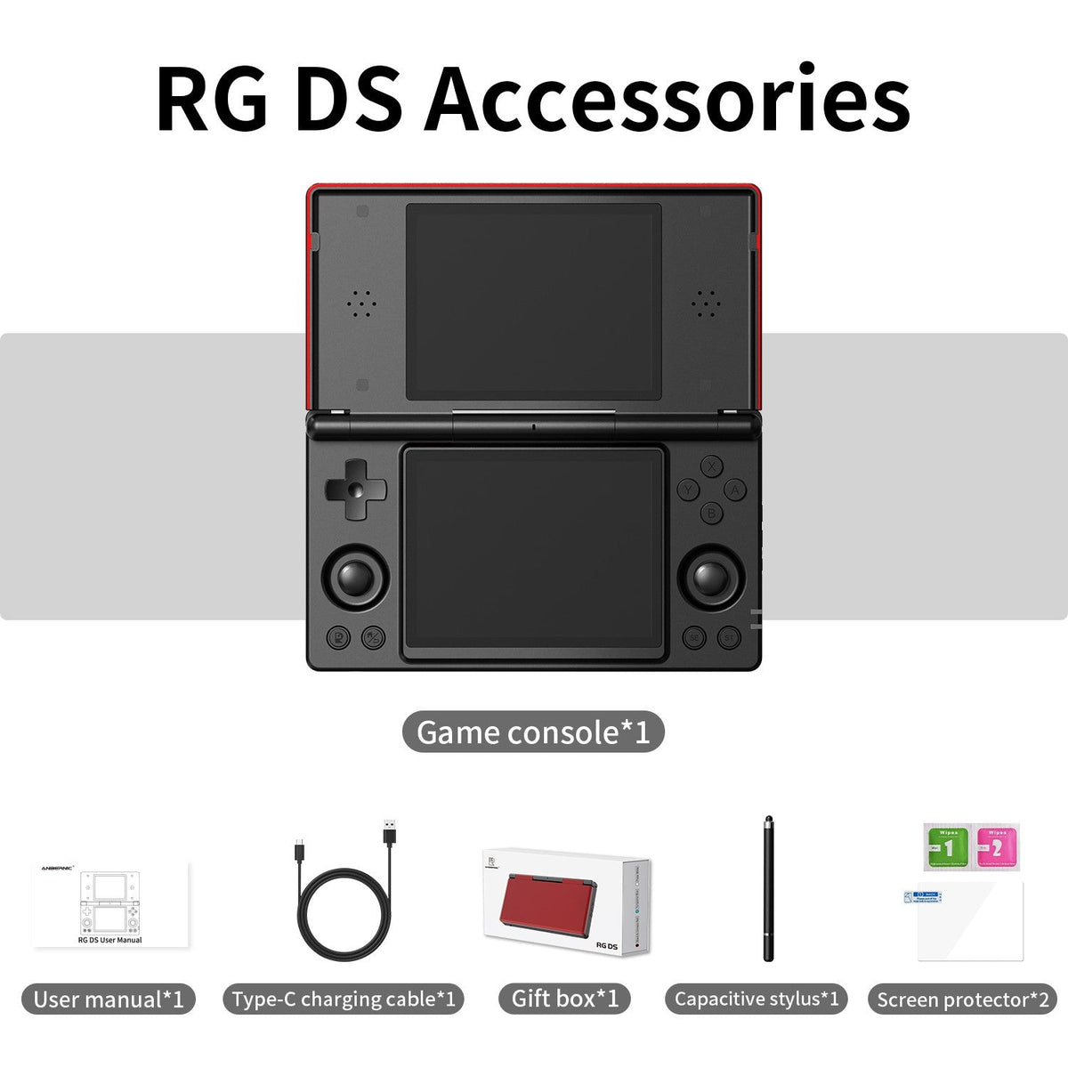 Anbernic RG DS Video Game Console Dual 4.0” IPS Screen Android 14 Support Dual Application On Split Screens & Hall  PSP Gifts