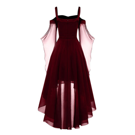 2024 New Women Fairy Skirt Plus Size Cold Shoulder Butterfly Sleeve Halloween Witch Gothic Dress Elegant Party Evening Dresses
