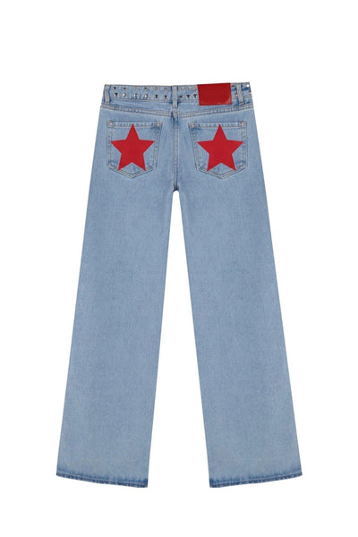 Y2K Women's Straight Leg Jeans Personalized Lucky Star Texture Retro Baggy Jeans Stylish High Street Willow Nail Low Waist Jeans