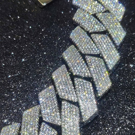 Thick Heavy 15mm Two Rows Prong Setting Cuban Link Chain Iced Out Hip Hop White/18k Gold Plated Necklace Jewelry Women Men Gifts
