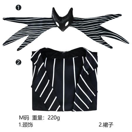 Anime Jack Skellington Cosplay Costume Christmas Night Outfit Black Stripe Dress For Woman Halloween Party Fancy Demon Clothes