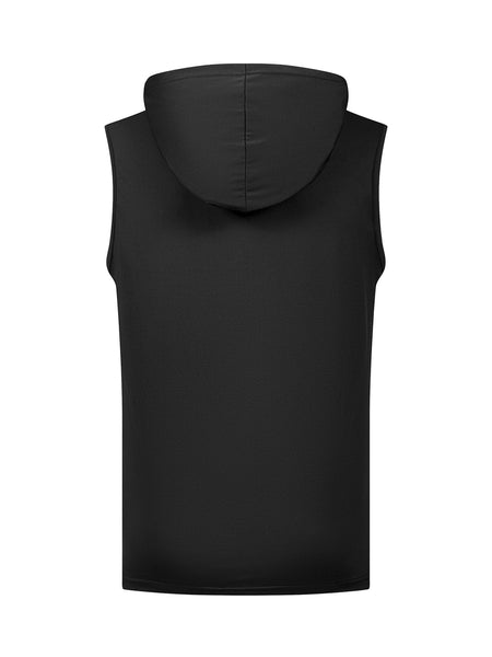 Men's Quick Dry Vest with Hoodies Solid Color GYM Tank Top Tees Summer Men's Sleeveless Pullover Fitness Swimming Running Shirt