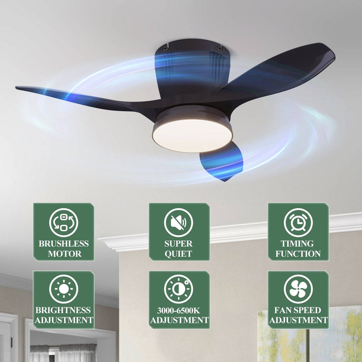 Minimalist Home Fan Light Nordic Led Living Room Restaurant Silent All-in-one Ceiling Fan Ceiling Lamps for Living Room Bedroom