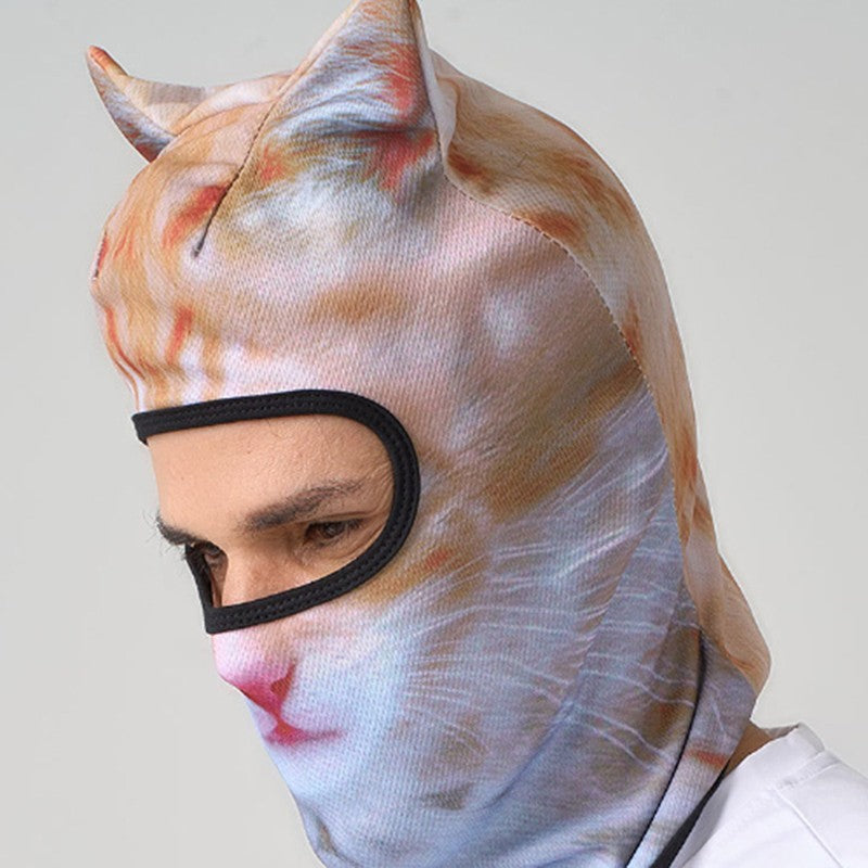 Cute 3D Cat Balaclava Full Face Hood for Men Women, Animal Ski Mask for Snowboard Motocross, Winter Warm Face Cover Gift