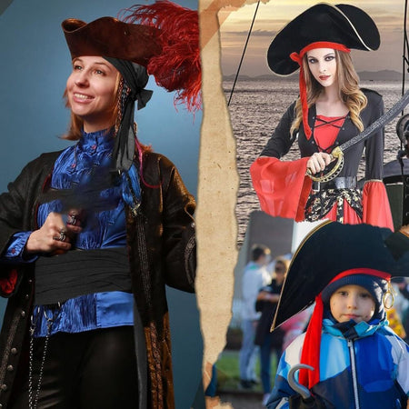 2Pcs/set Captain Jack Sparrow Halloween Festival Costume Hip-hop Party Pirate Captain Turban Versatile Masquerade Decoration