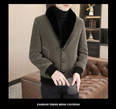 2024 Winter Woolen Jacket for Men Thick and Plush Warm Lapel Trench Coat Casual Business Wool Blends Social Streetwear Overcoat