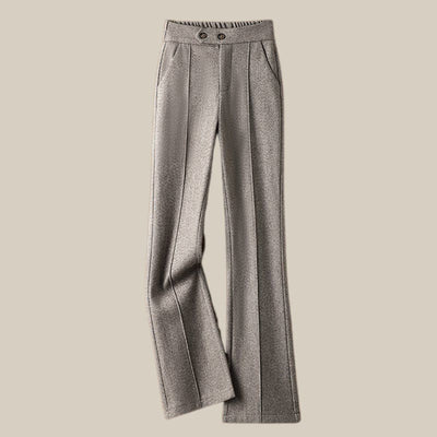Faionable Thiened Woolen Flared Pants High Waist Casual Trousers for Women Autumn Winter New Sle Slimming Wide Leg Pants
