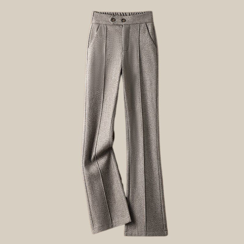 Faionable Thiened Woolen Flared Pants High Waist Casual Trousers for Women Autumn Winter New Sle Slimming Wide Leg Pants